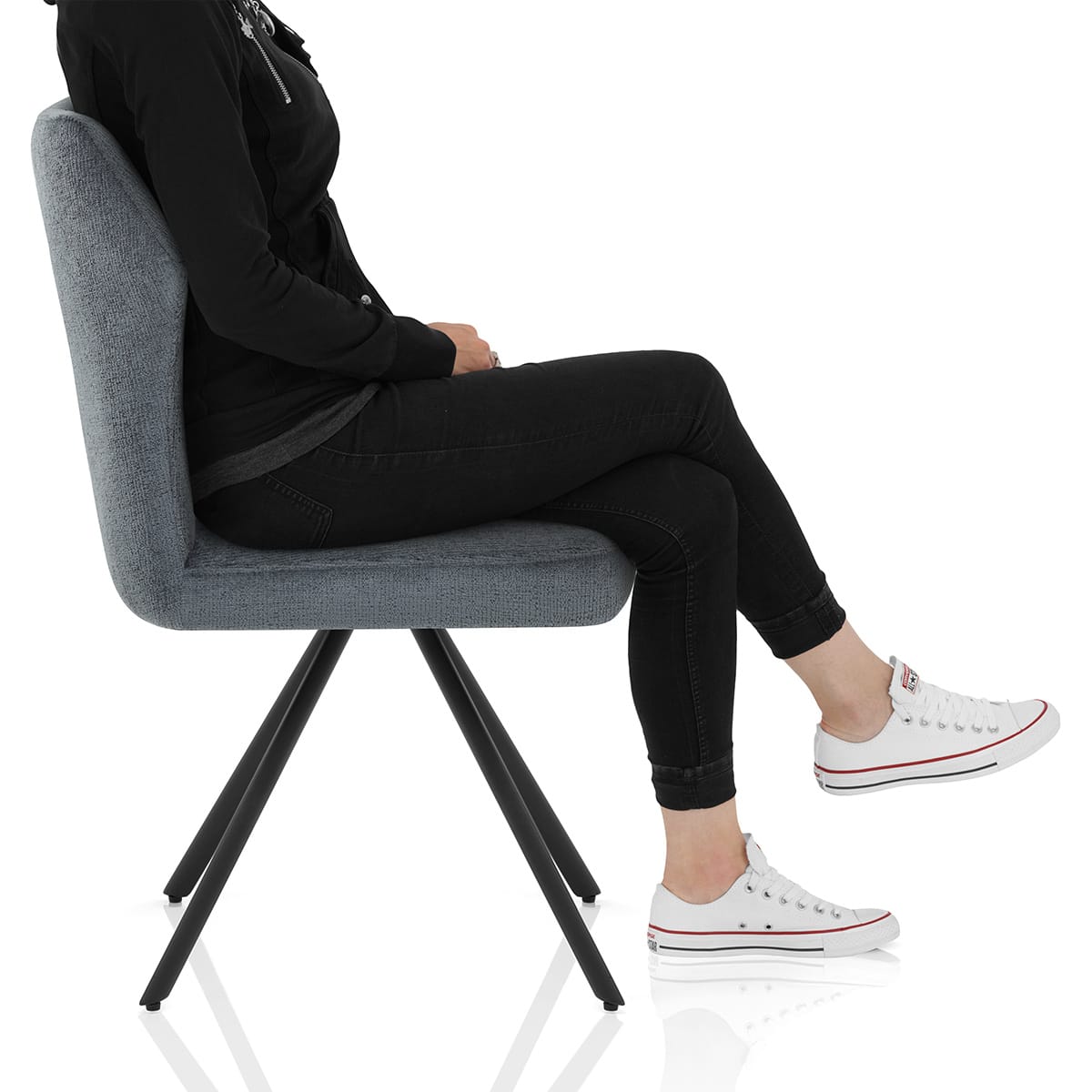 Troy Dining Chair Blue Fabric Frame Image