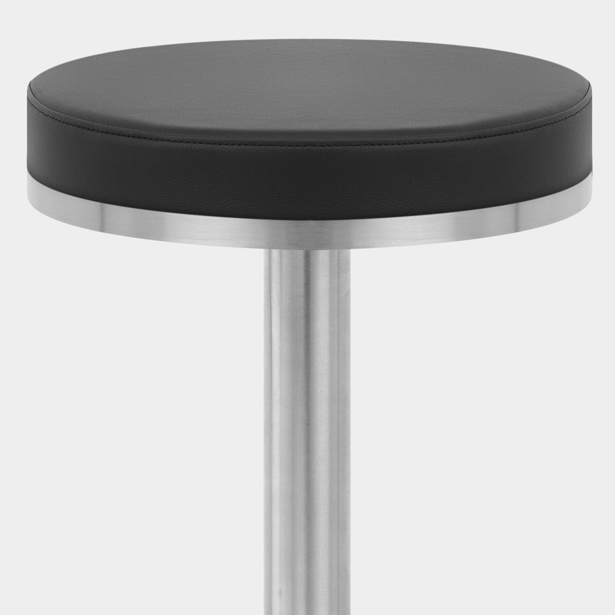 Tuck Brushed Steel Stool Black Seat Image