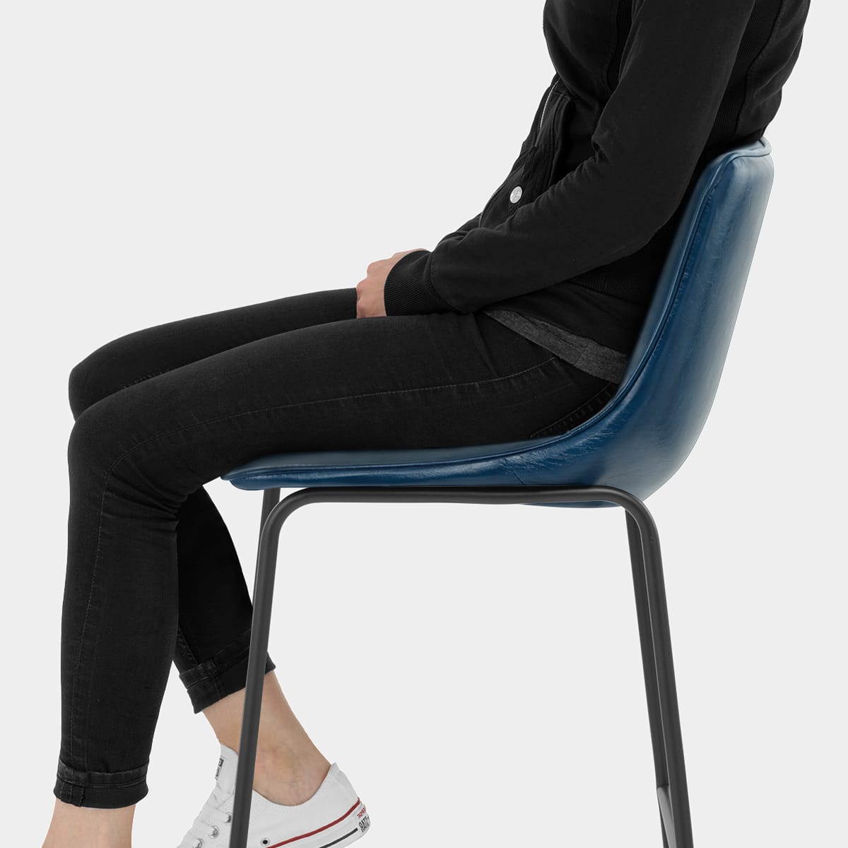 Tucker Stool Antique Blue Seat Image