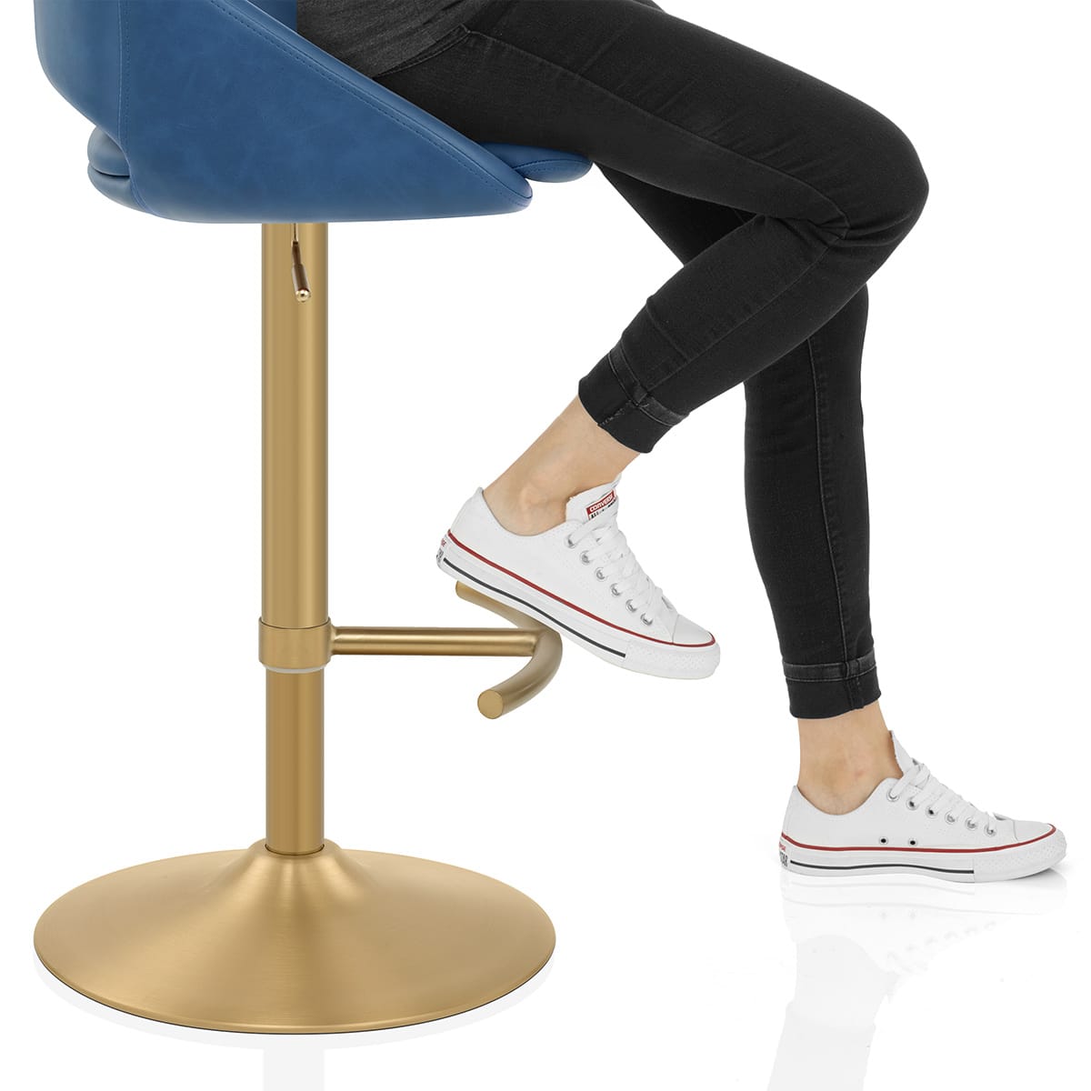 Tulsa Brushed Gold Stool Blue Frame Image