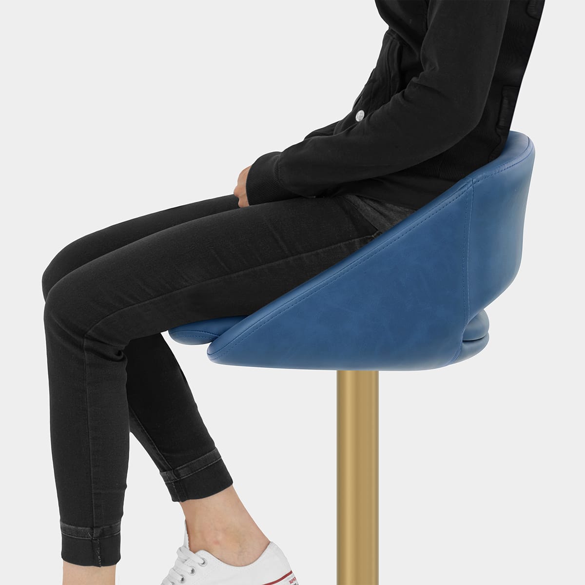 Tulsa Brushed Gold Stool Blue Seat Image