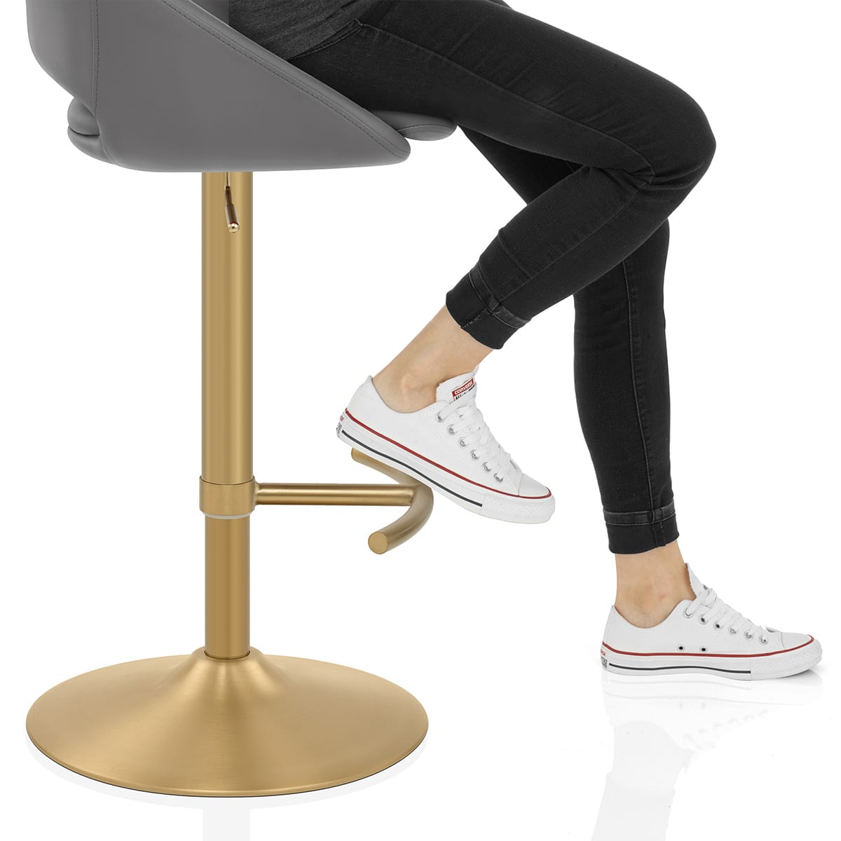 Tulsa Brushed Gold Stool Dark Grey Frame Image