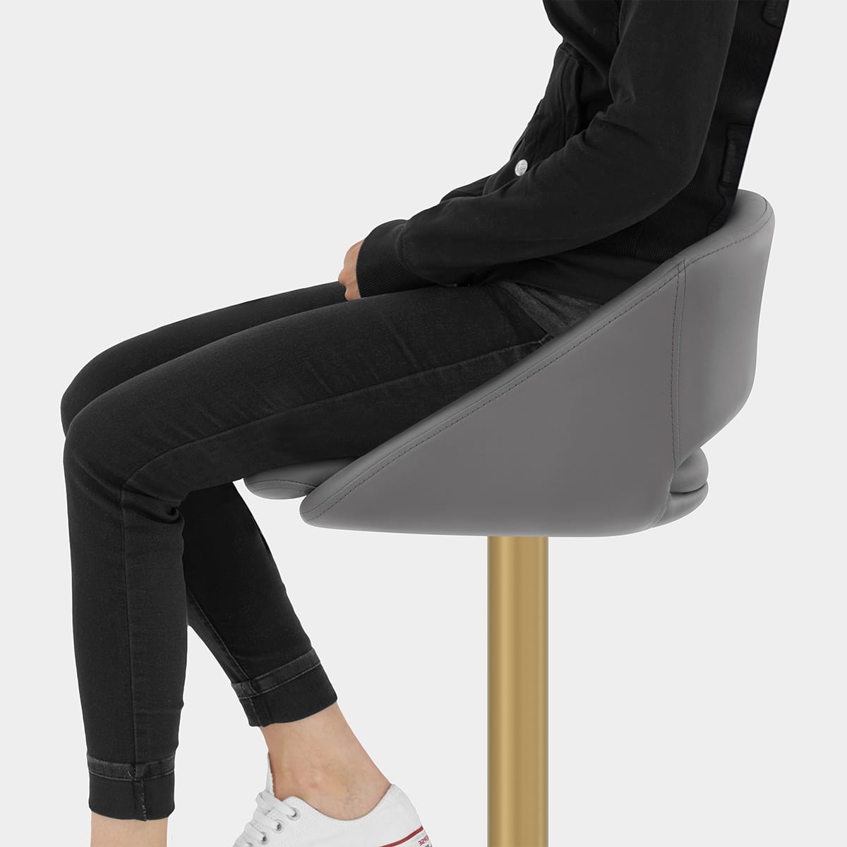 Tulsa Brushed Gold Stool Dark Grey Seat Image