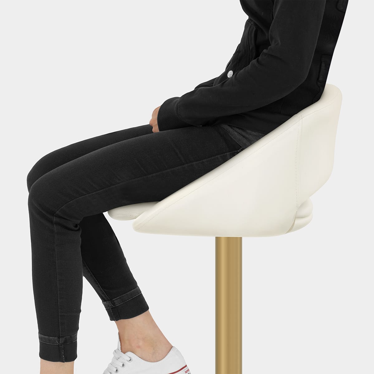 Tulsa Brushed Gold Stool Ivory Seat Image