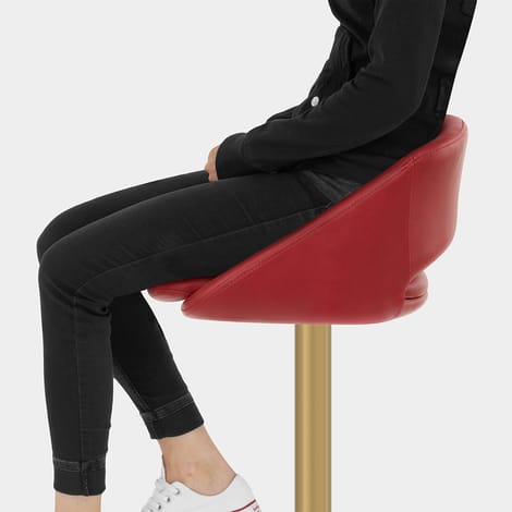 Tulsa Brushed Gold Stool Ruby Seat Image