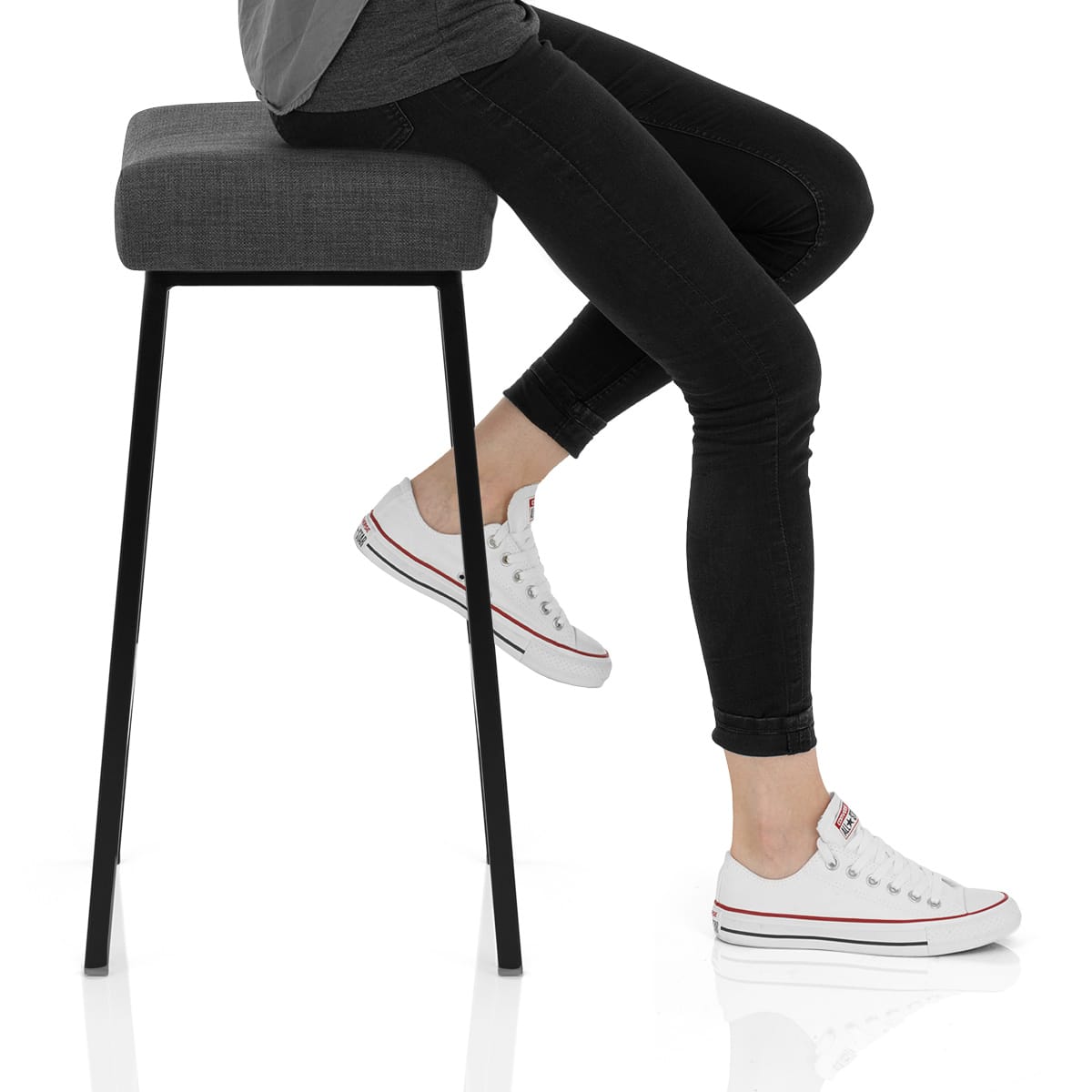 Uno Bar Stool Charcoal Fabric Frame Image