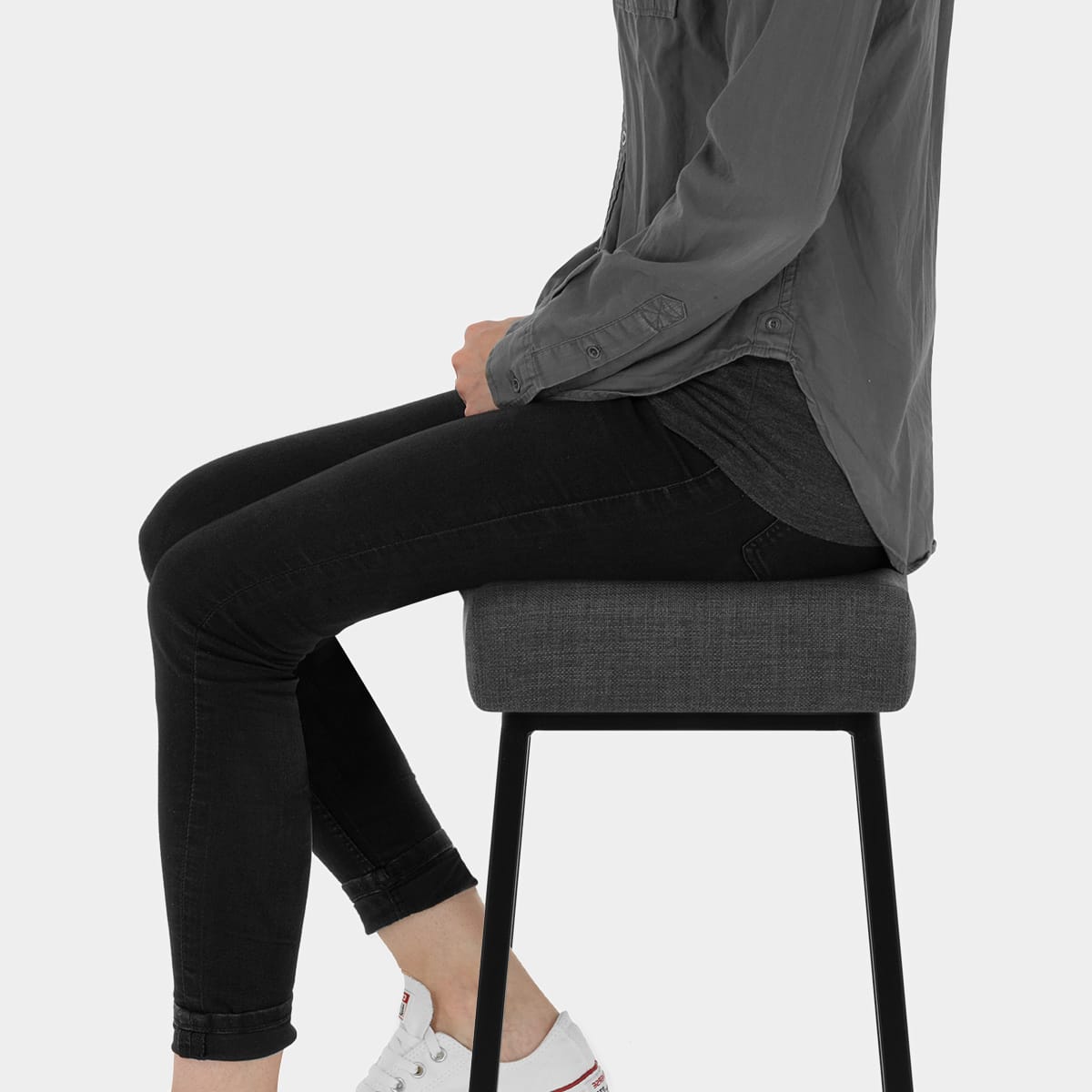 Uno Bar Stool Charcoal Fabric Seat Image