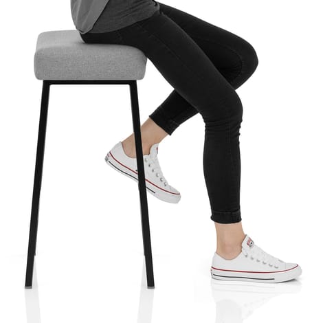 Uno Bar Stool Light Grey Fabric Frame Image