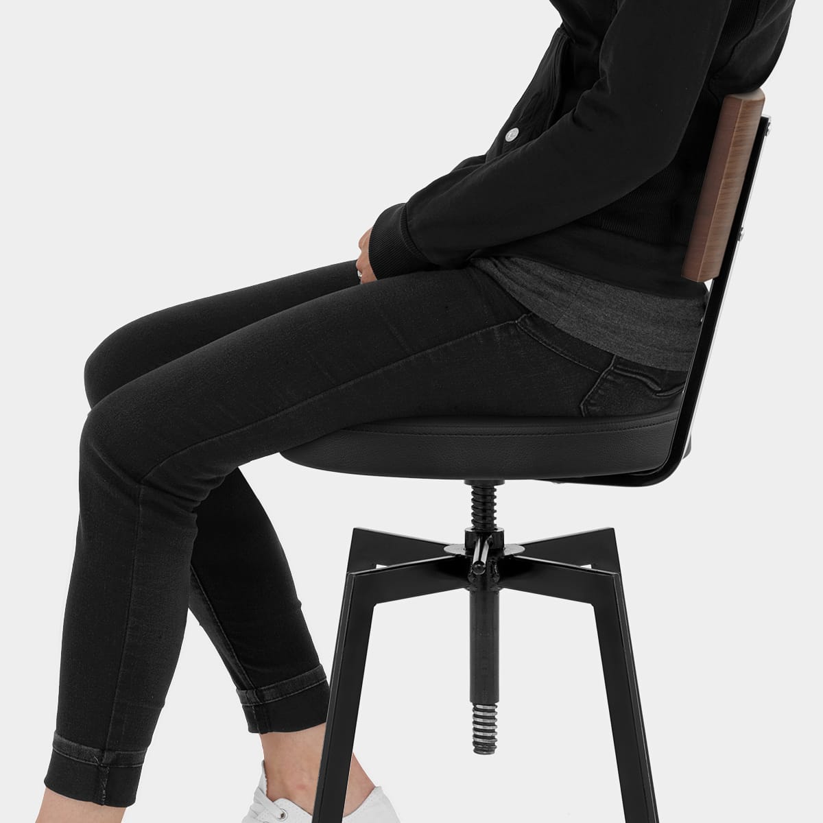 Urban Walnut Industrial Stool Black Seat Image