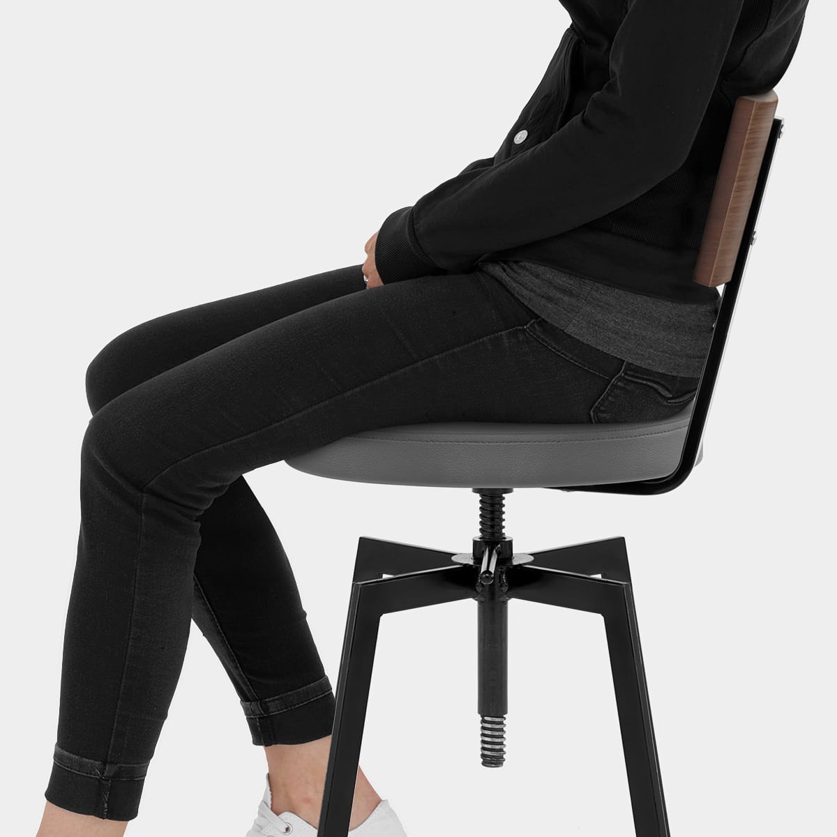 Urban Walnut Industrial Stool Grey Seat Image