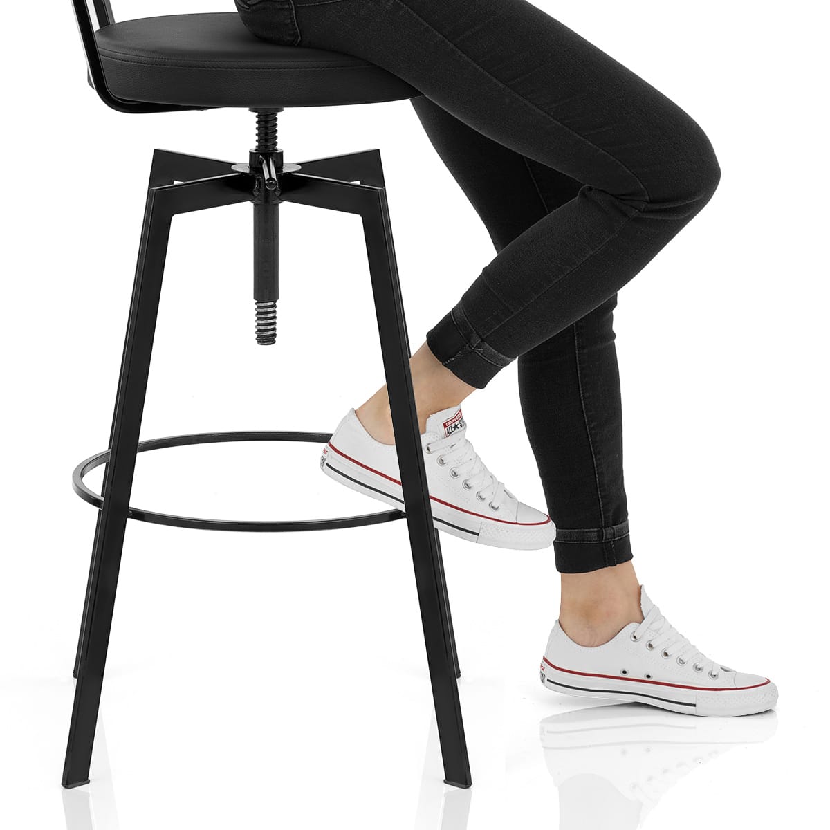 Urban Oak Industrial Stool Black Frame Image