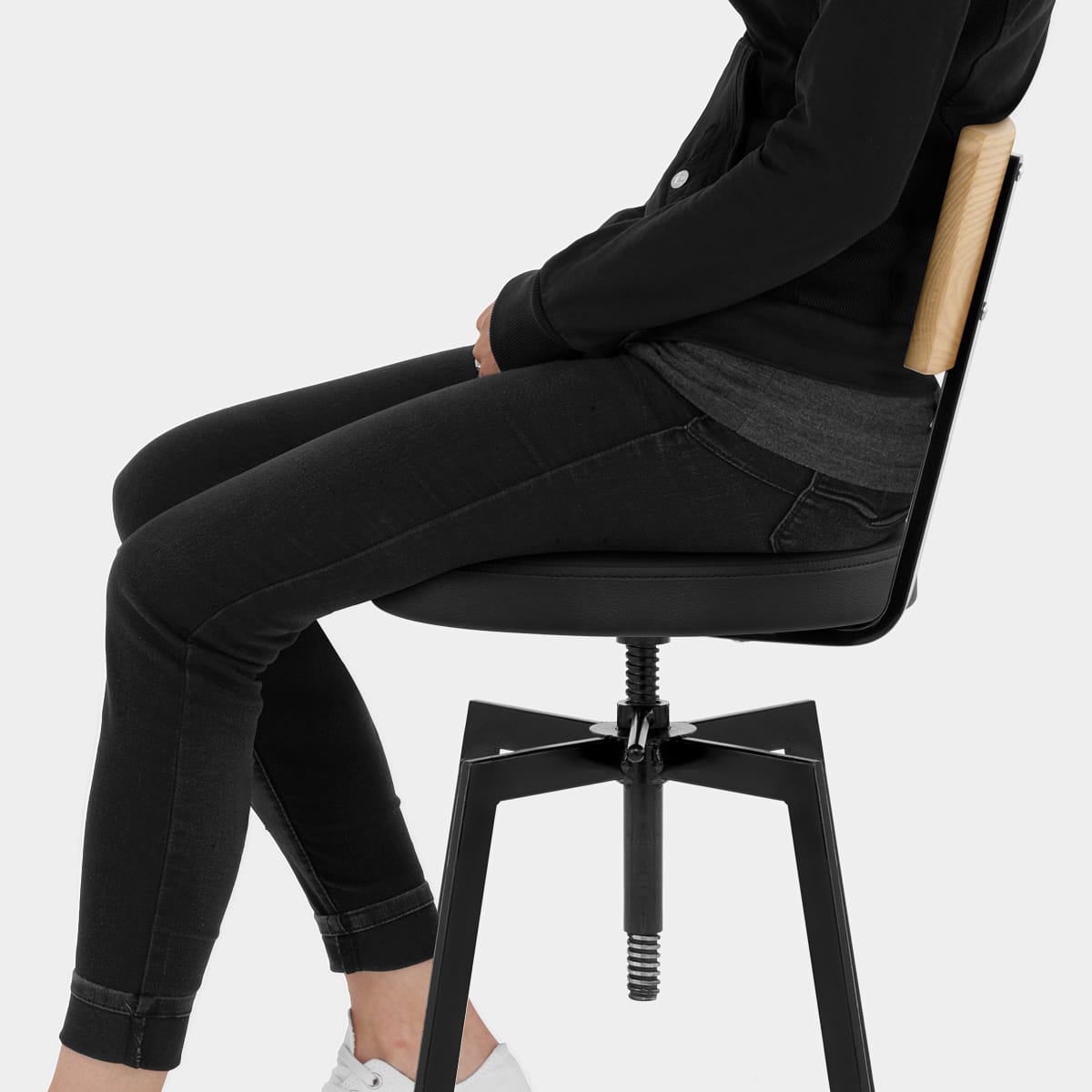 Urban Oak Industrial Stool Black Seat Image