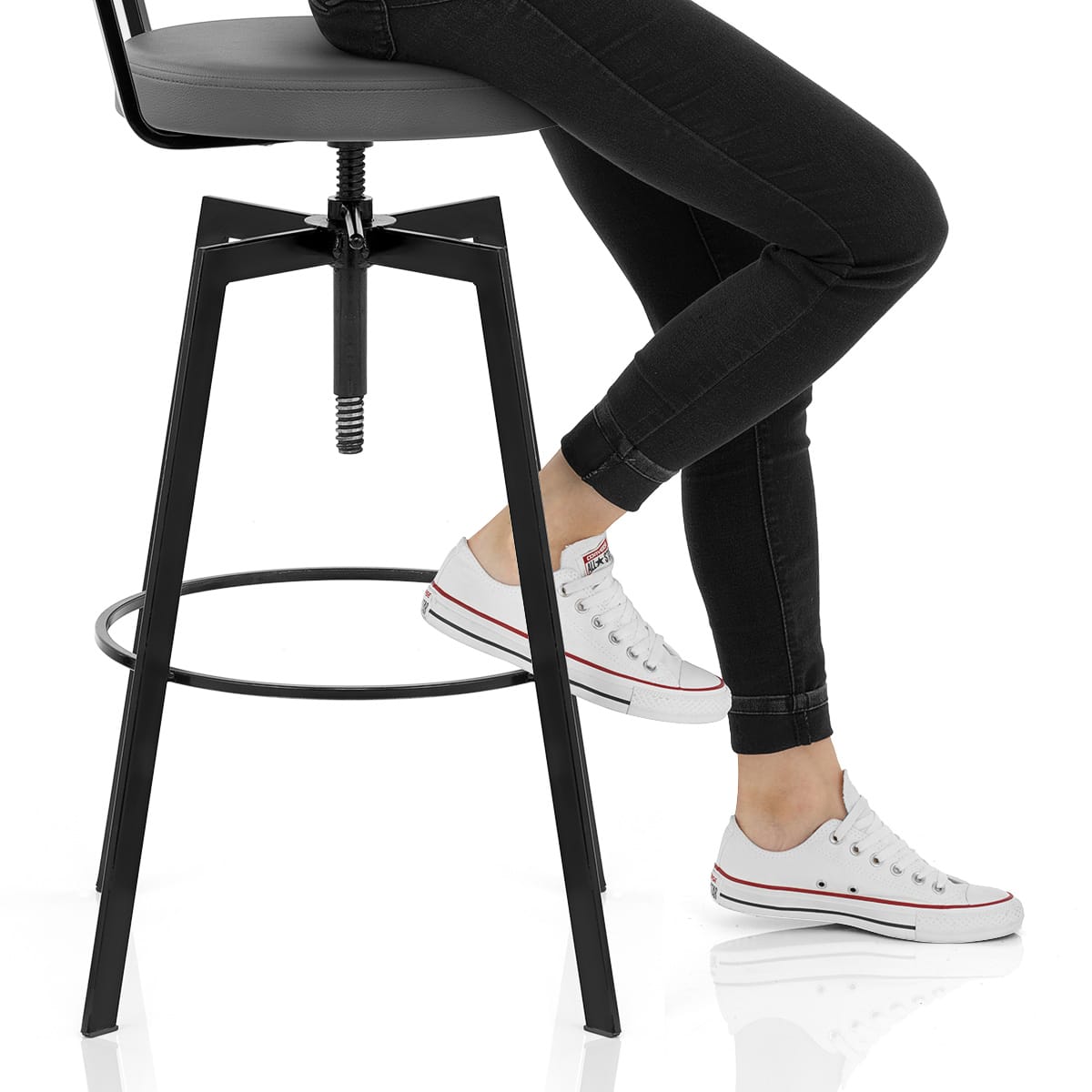 Urban Oak Industrial Stool Grey Frame Image