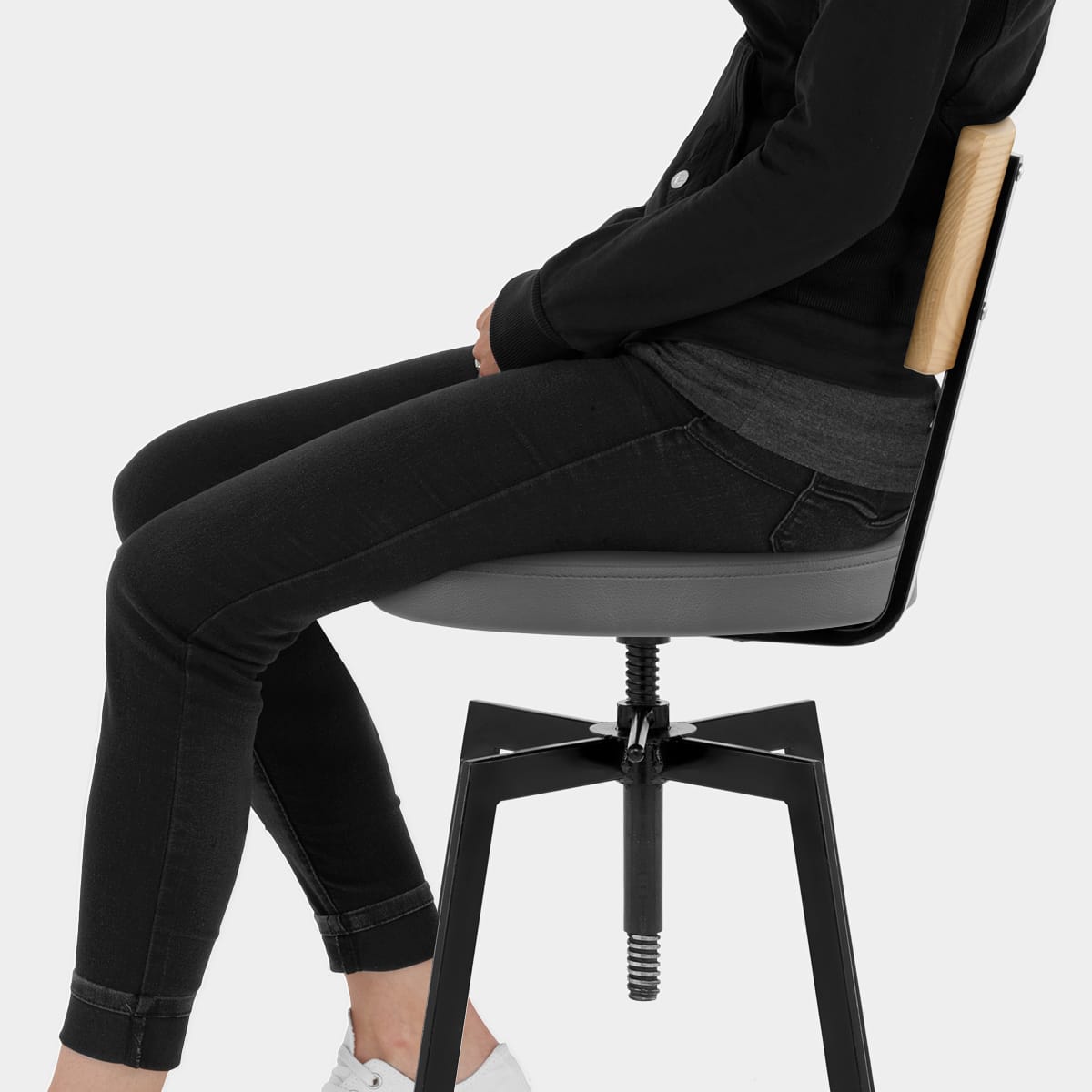 Urban Oak Industrial Stool Grey Seat Image