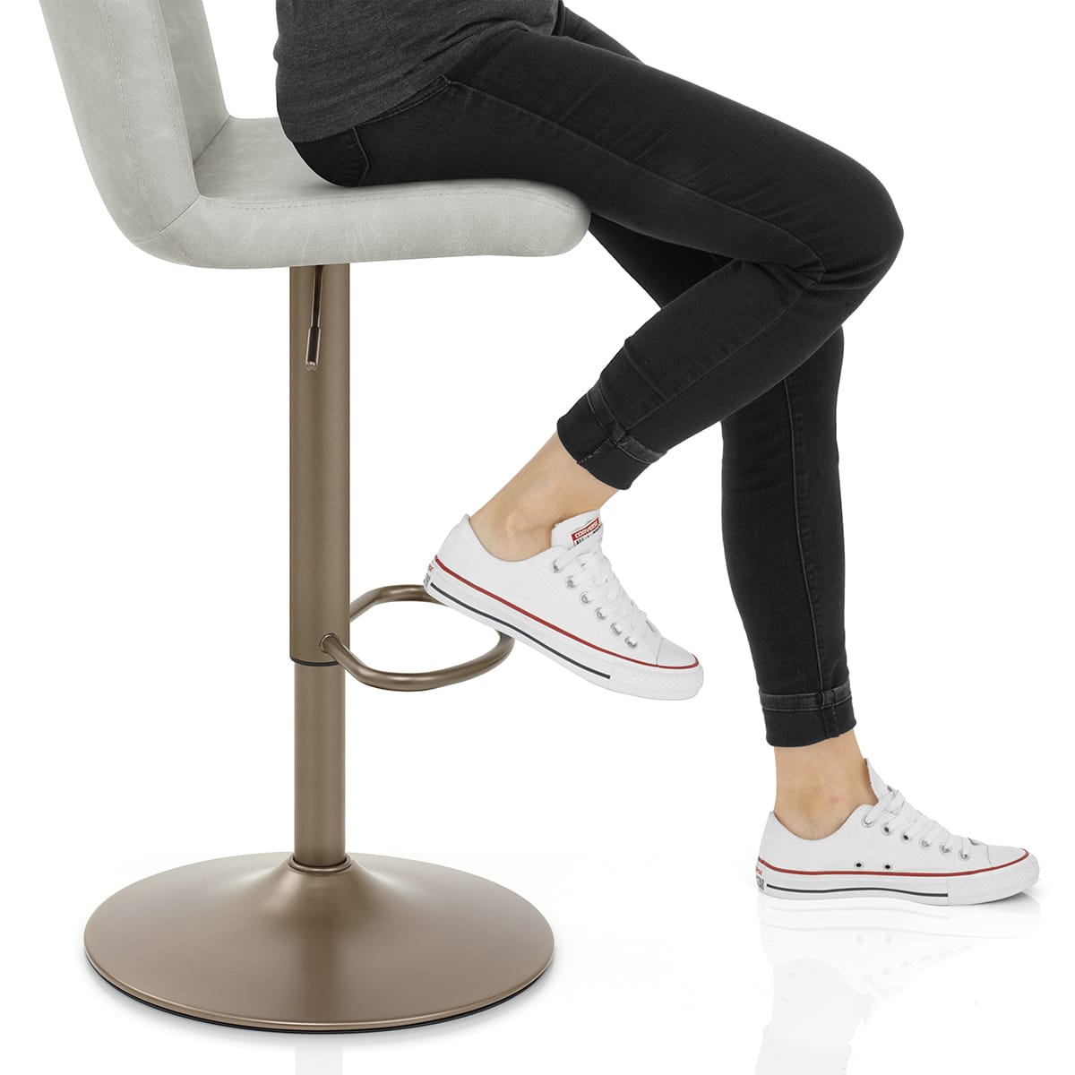 Utopia Bar Stool Antique Light Grey Frame Image