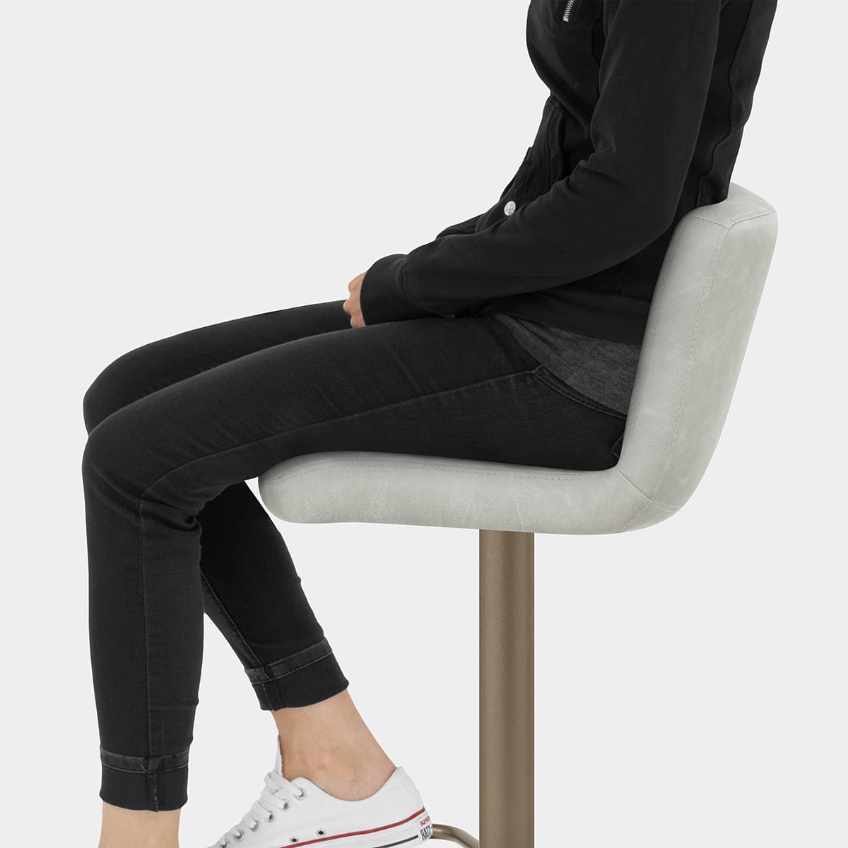 Utopia Bar Stool Antique Light Grey Seat Image