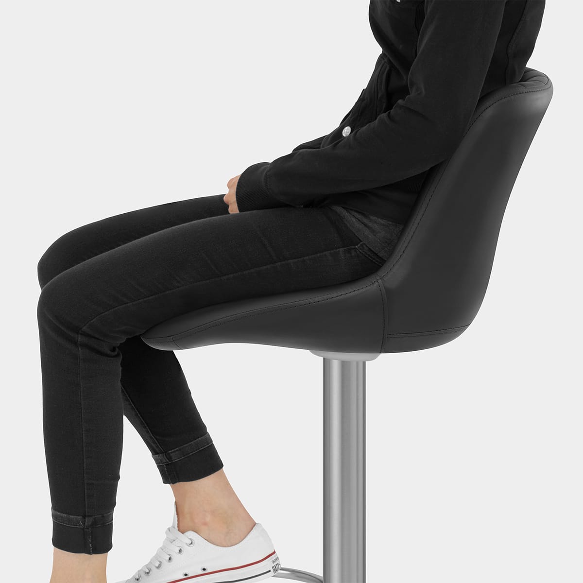 Versailles Real Leather Stool Black Seat Image