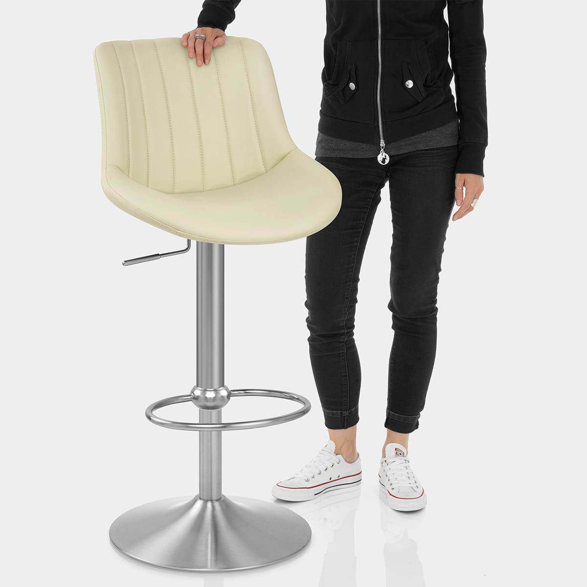 Versailles Real Leather Stool Cream Features Image