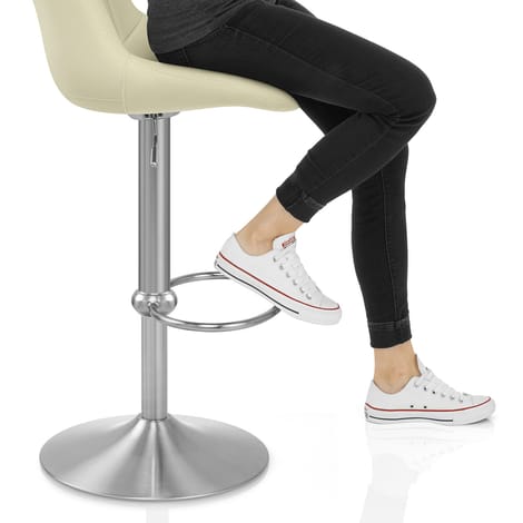 Versailles Real Leather Stool Cream Frame Image
