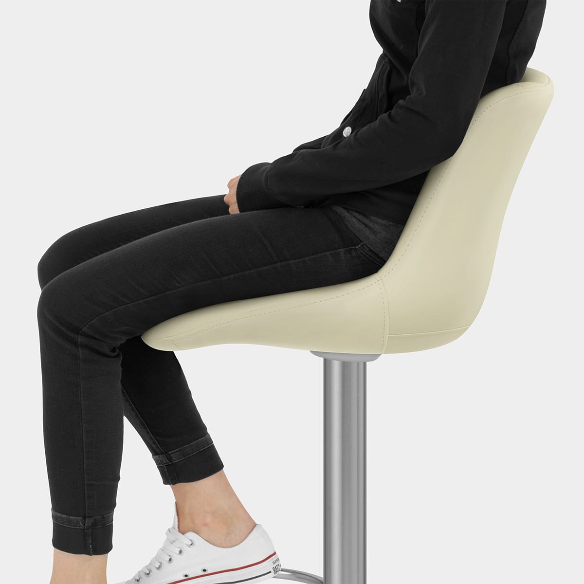 Versailles Real Leather Stool Cream Seat Image