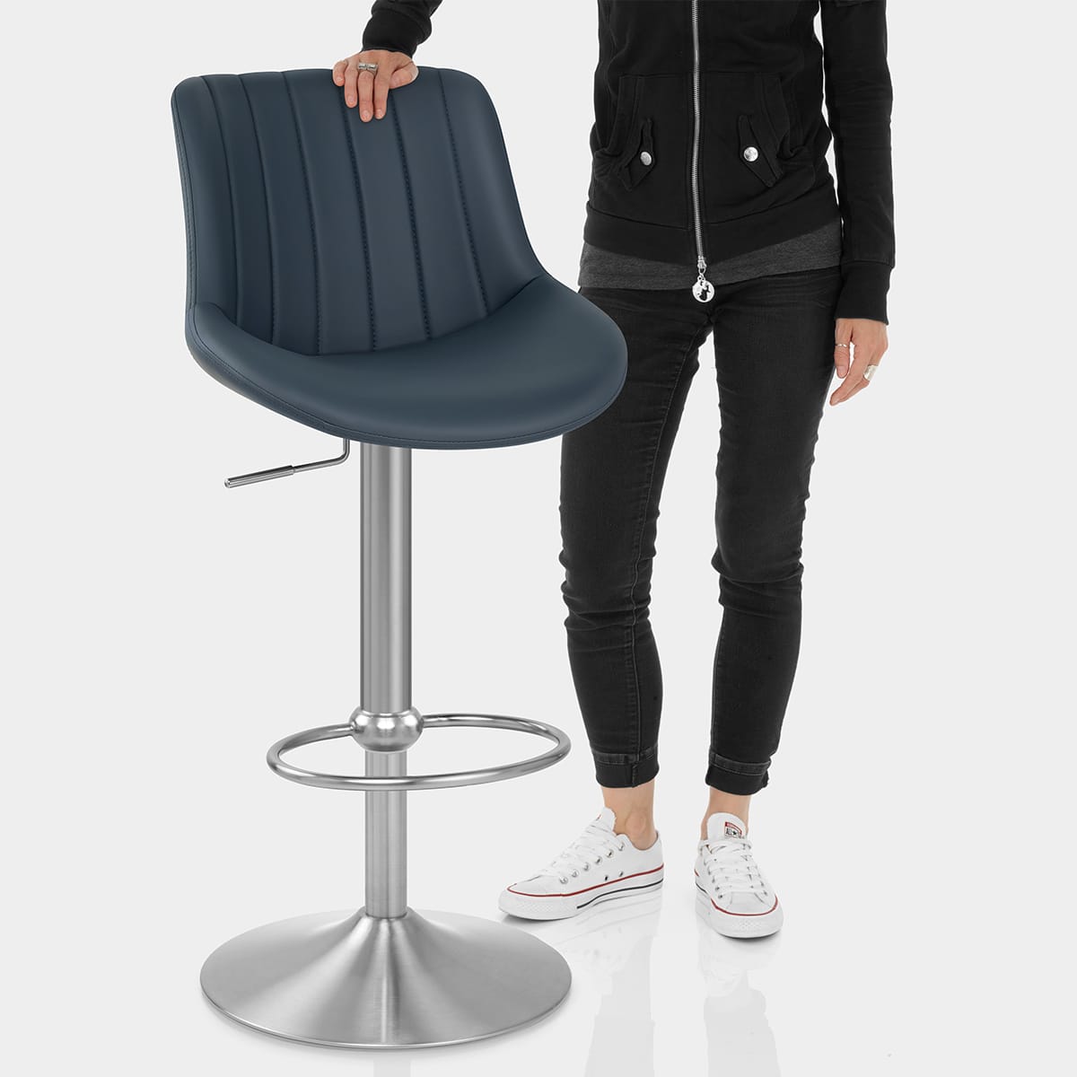 Versailles Real Leather Stool Navy Blue Features Image