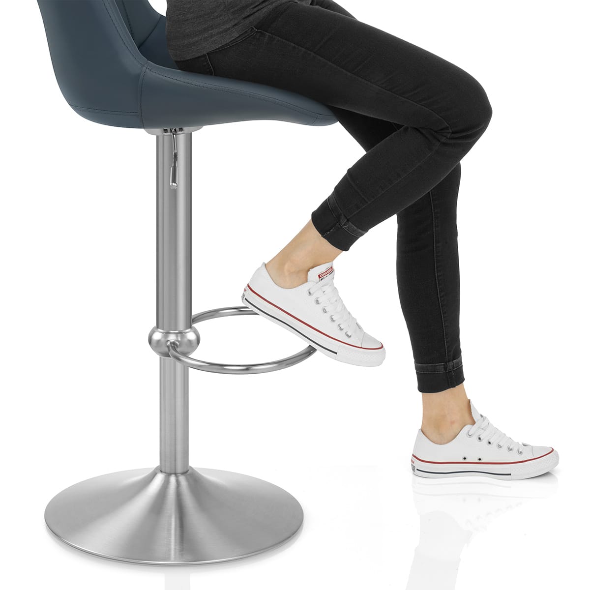 Versailles Real Leather Stool Navy Blue Frame Image