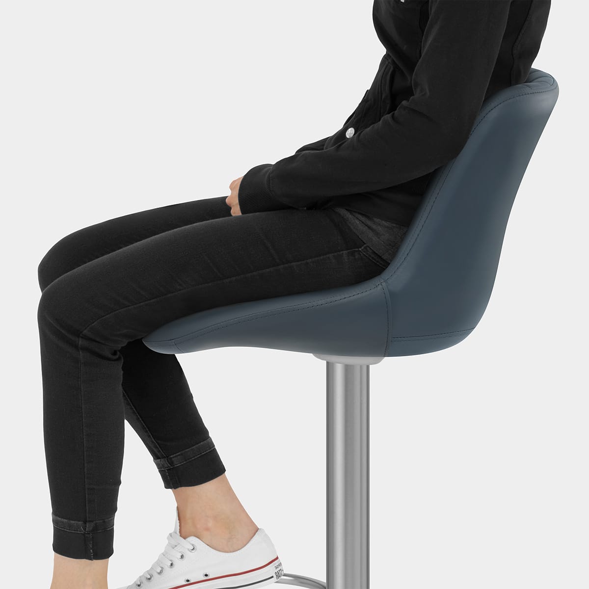 Versailles Real Leather Stool Navy Blue Seat Image