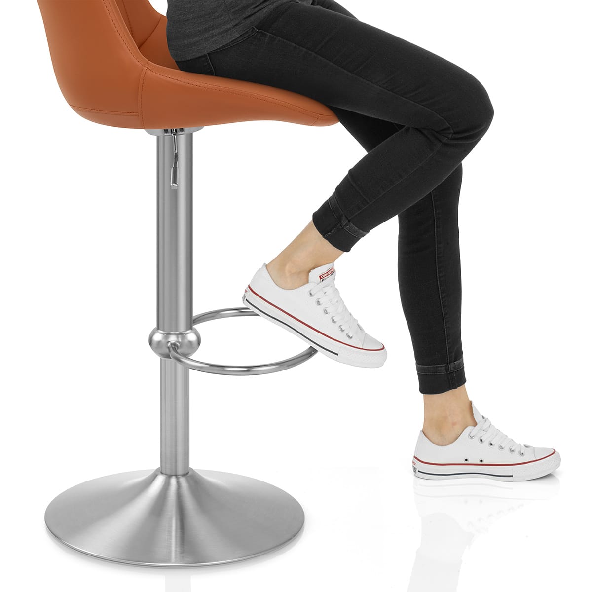 Versailles Real Leather Stool Tan Frame Image