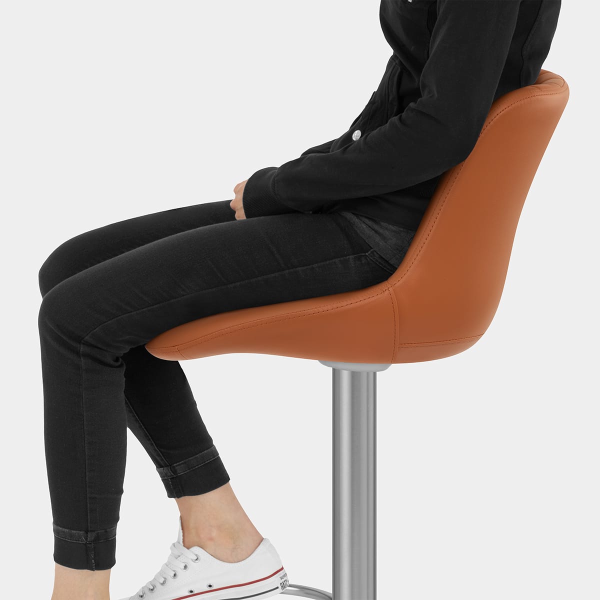 Versailles Real Leather Stool Tan Seat Image