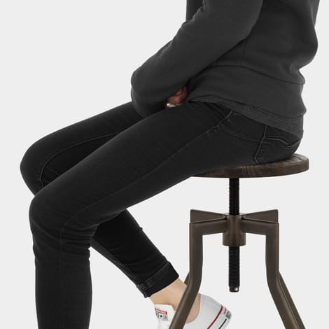 Vintage Revolution Stool Dark Wood Seat Image