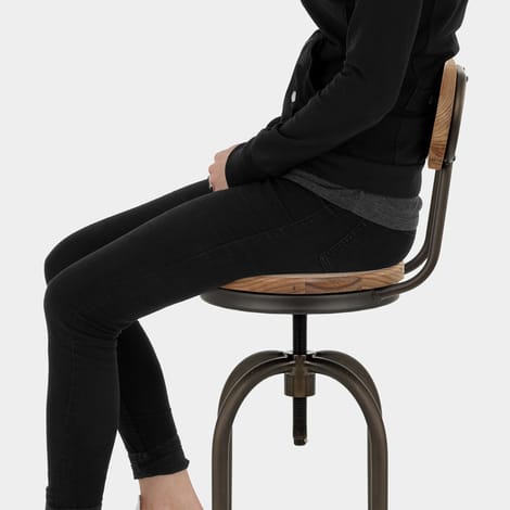 Vintage Swivel Stool Light Wood Seat Image