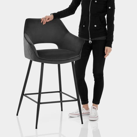 Viola Bar Stool Black Velvet Features Image