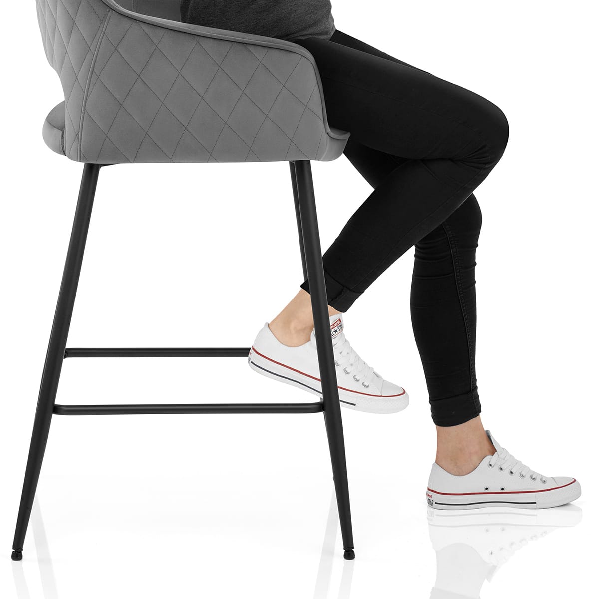 Viola Bar Stool Grey Velvet Frame Image