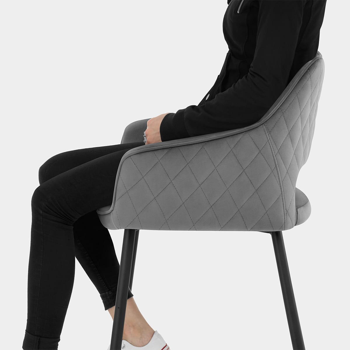 Viola Bar Stool Grey Velvet Seat Image