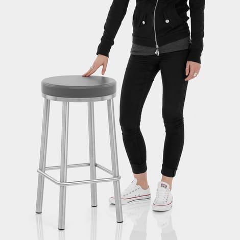Vision Brushed Steel Stool Grey Features Image