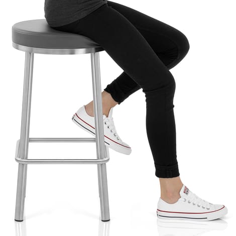 Vision Brushed Steel Stool Grey Frame Image