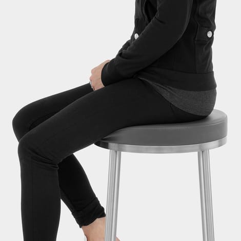 Vision Brushed Steel Stool Grey Seat Image