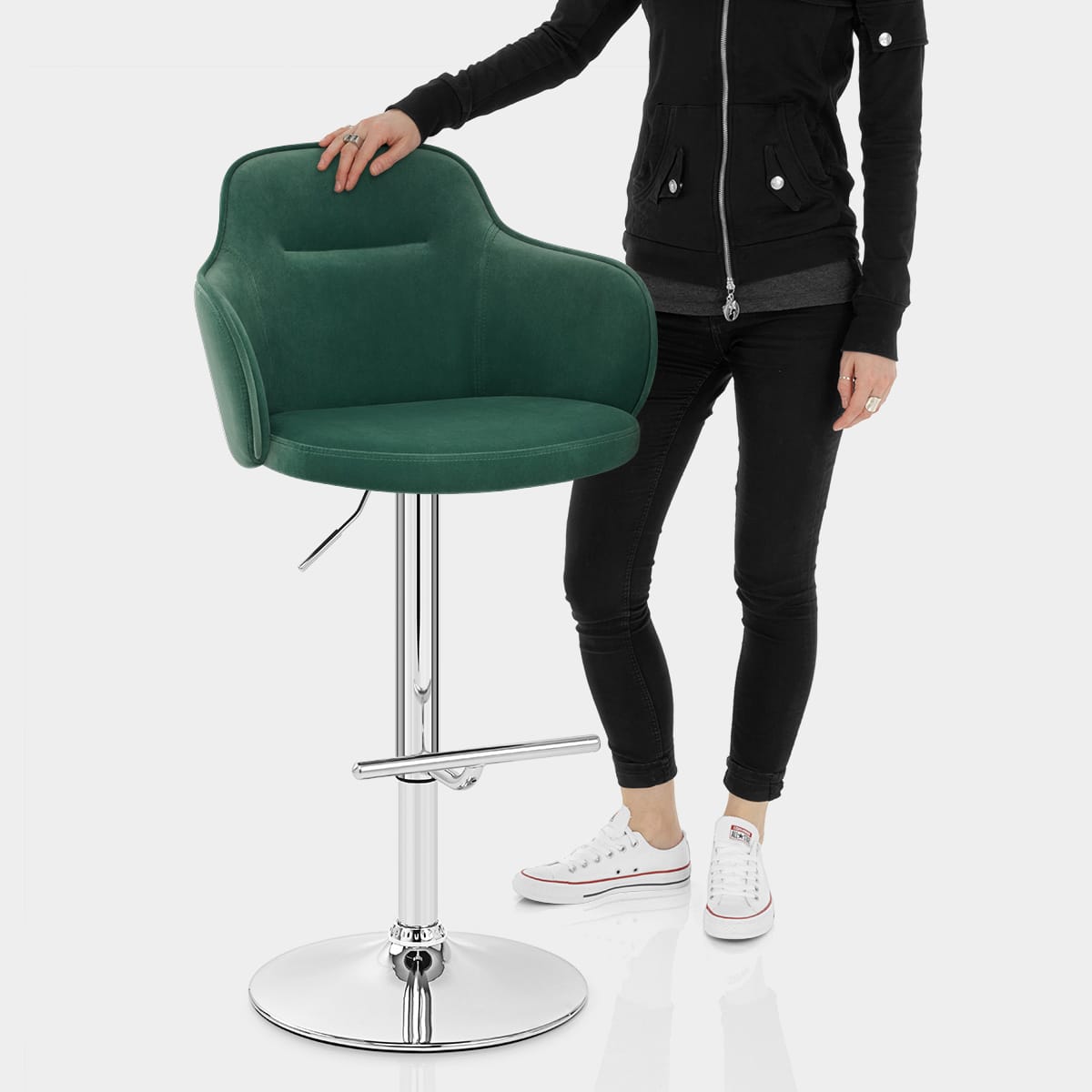 Vista Bar Stool Green Velvet Features Image