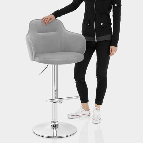 Vista Bar Stool Grey Velvet Features Image