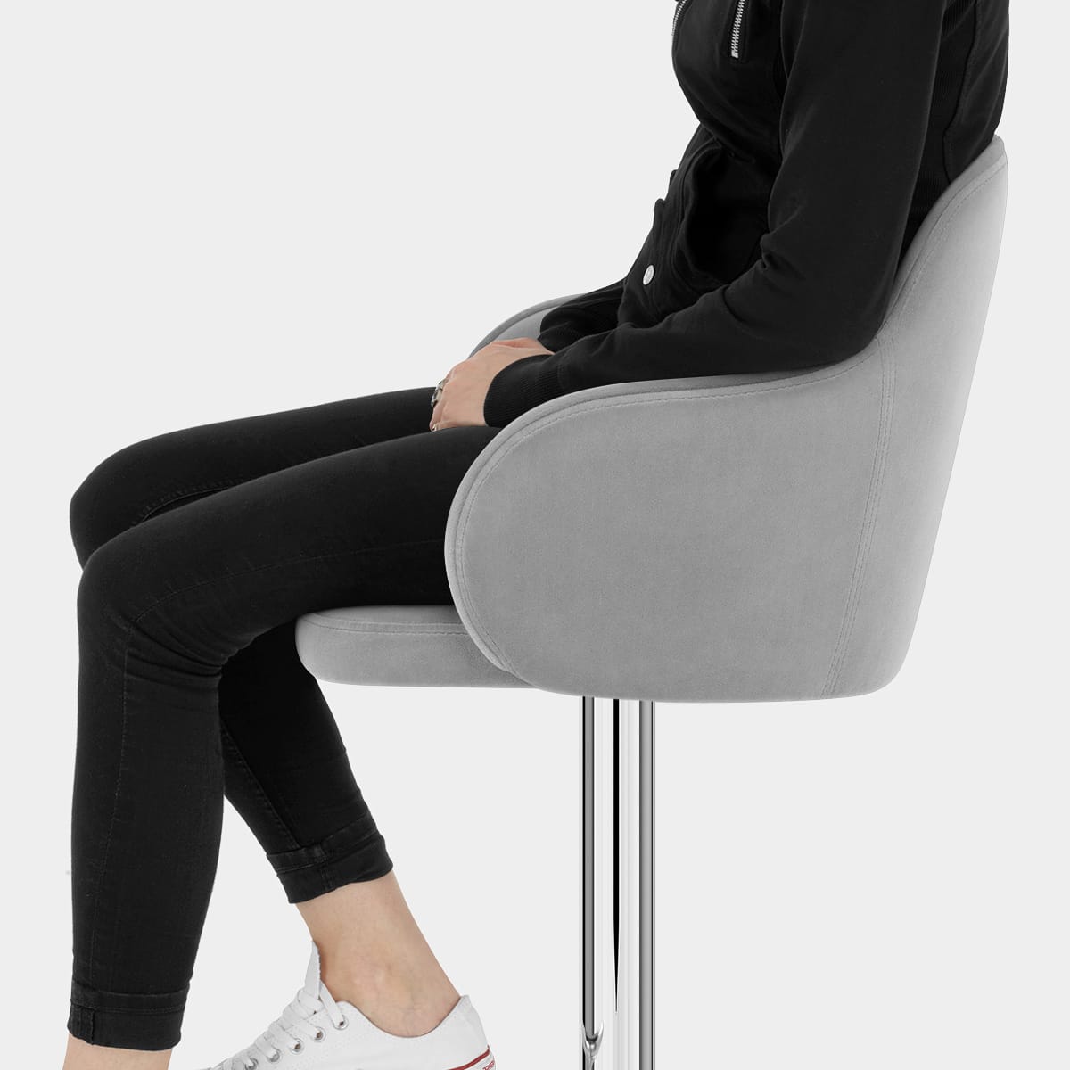 Vista Bar Stool Grey Velvet Seat Image