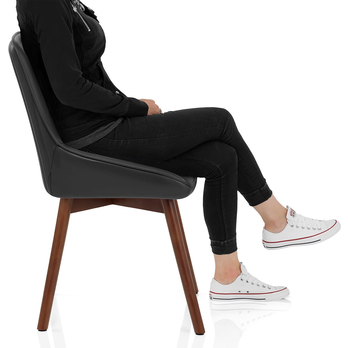 Vito Real Leather Dining Chair Black Frame Image