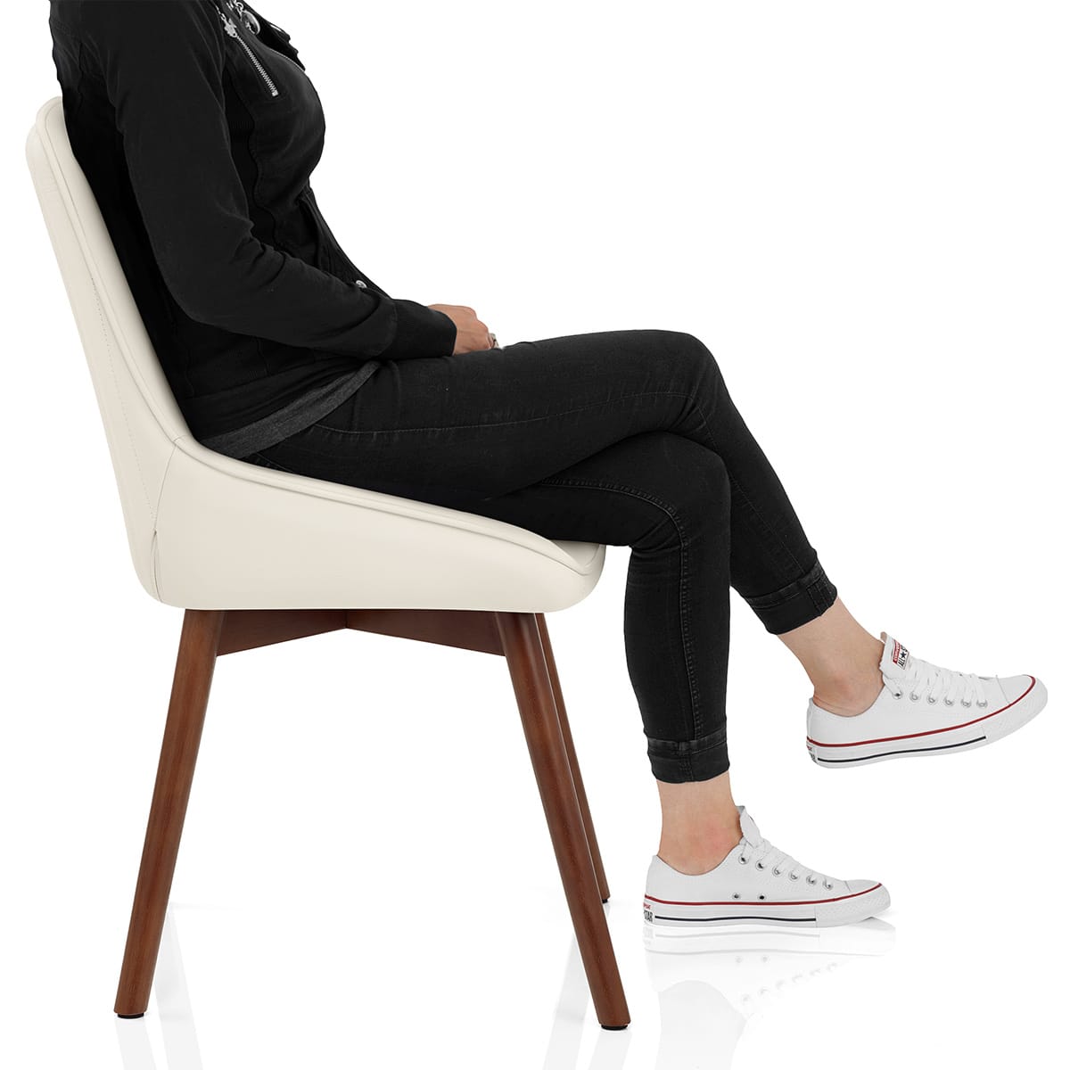 Vito Real Leather Dining Chair Cream Frame Image