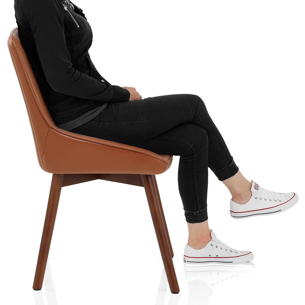 Vito Real Leather Dining Chair Tan Frame Image