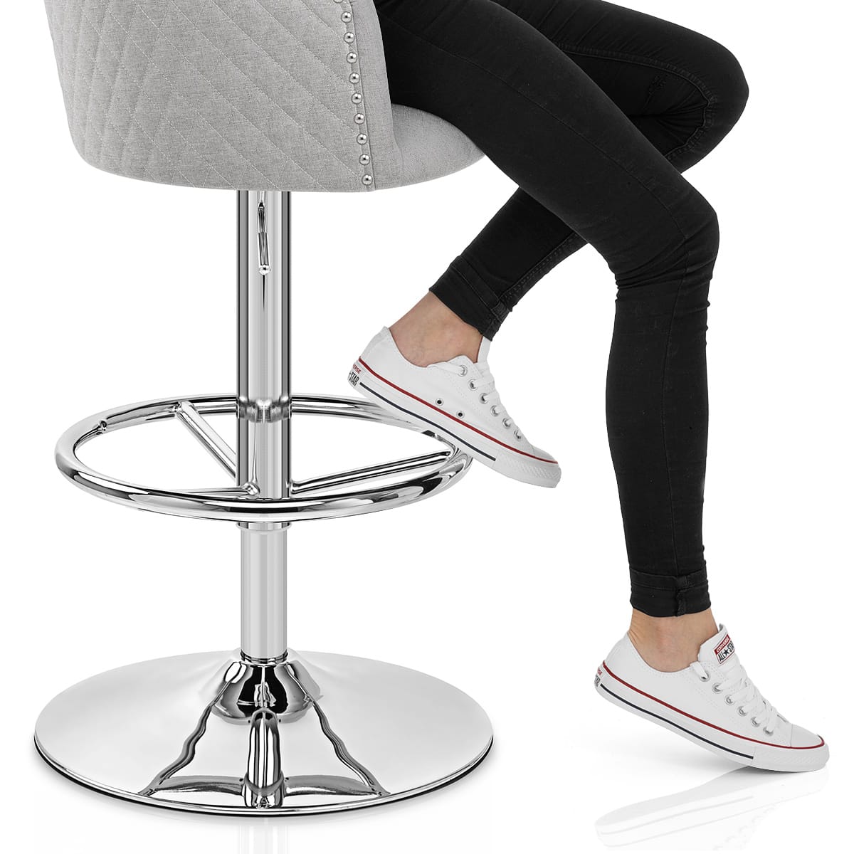 Vogue Bar Stool Grey Fabric Frame Image