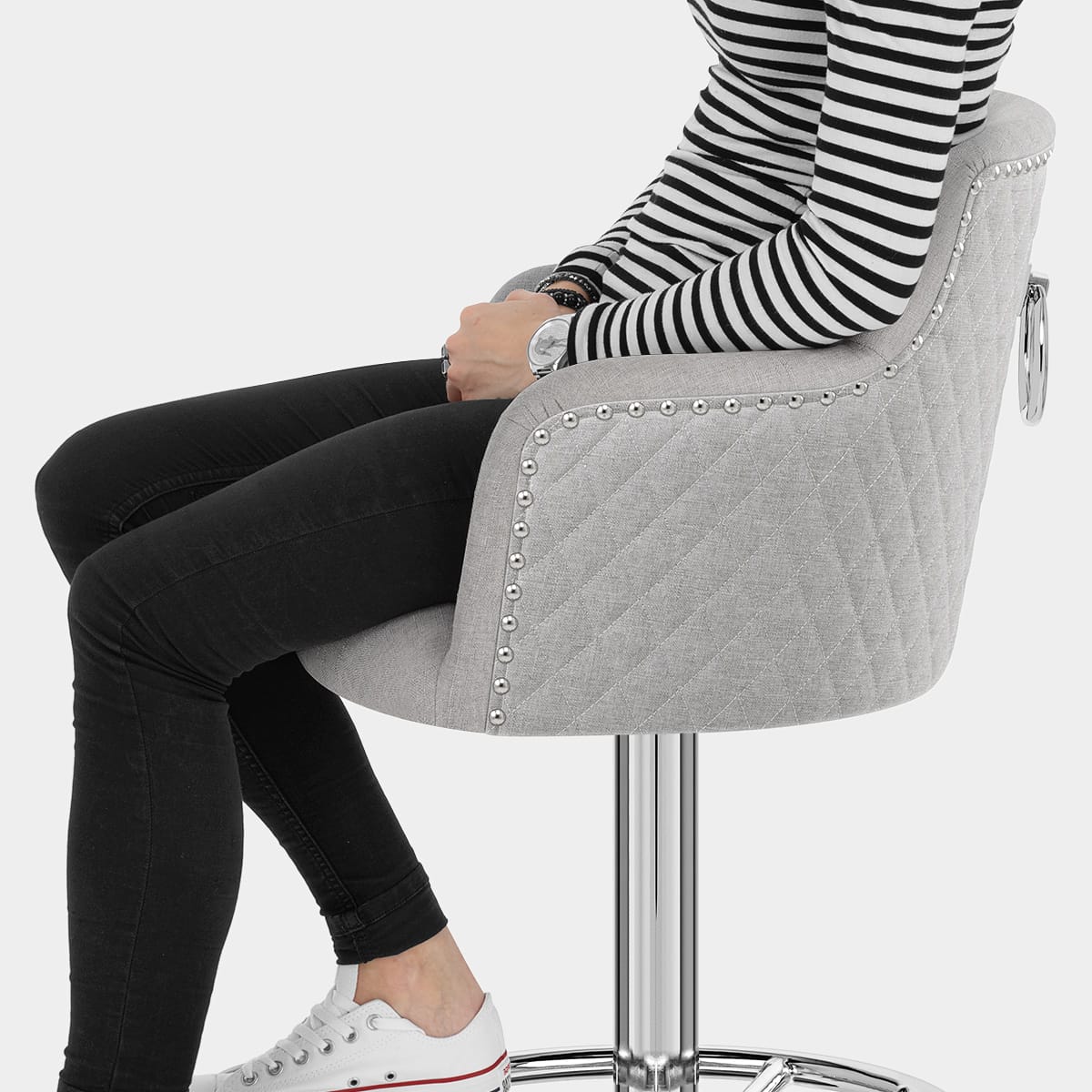 Vogue Bar Stool Grey Fabric Seat Image