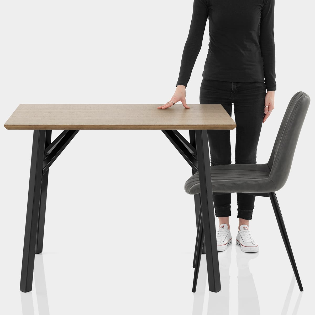 Warwick Dining Set Oak & Charcoal Features Image