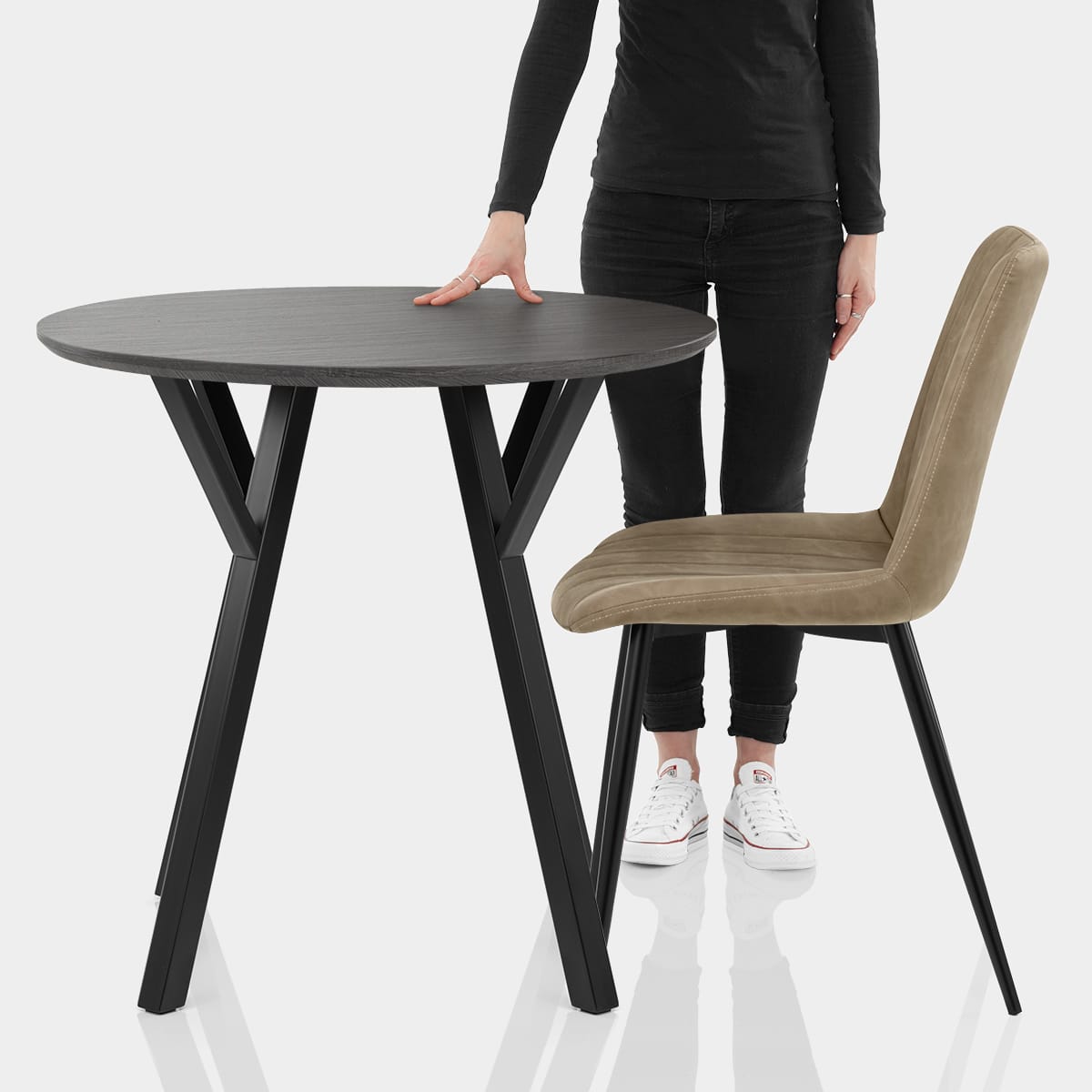 Wessex Dining Set Grey Wood & Brown Features Image