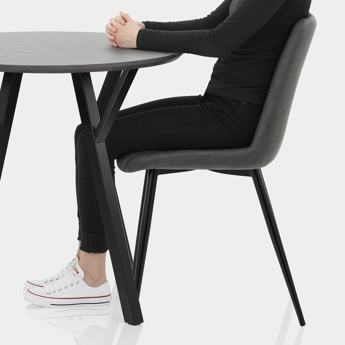 Wessex Dining Set Grey Wood & Charcoal Seat Image