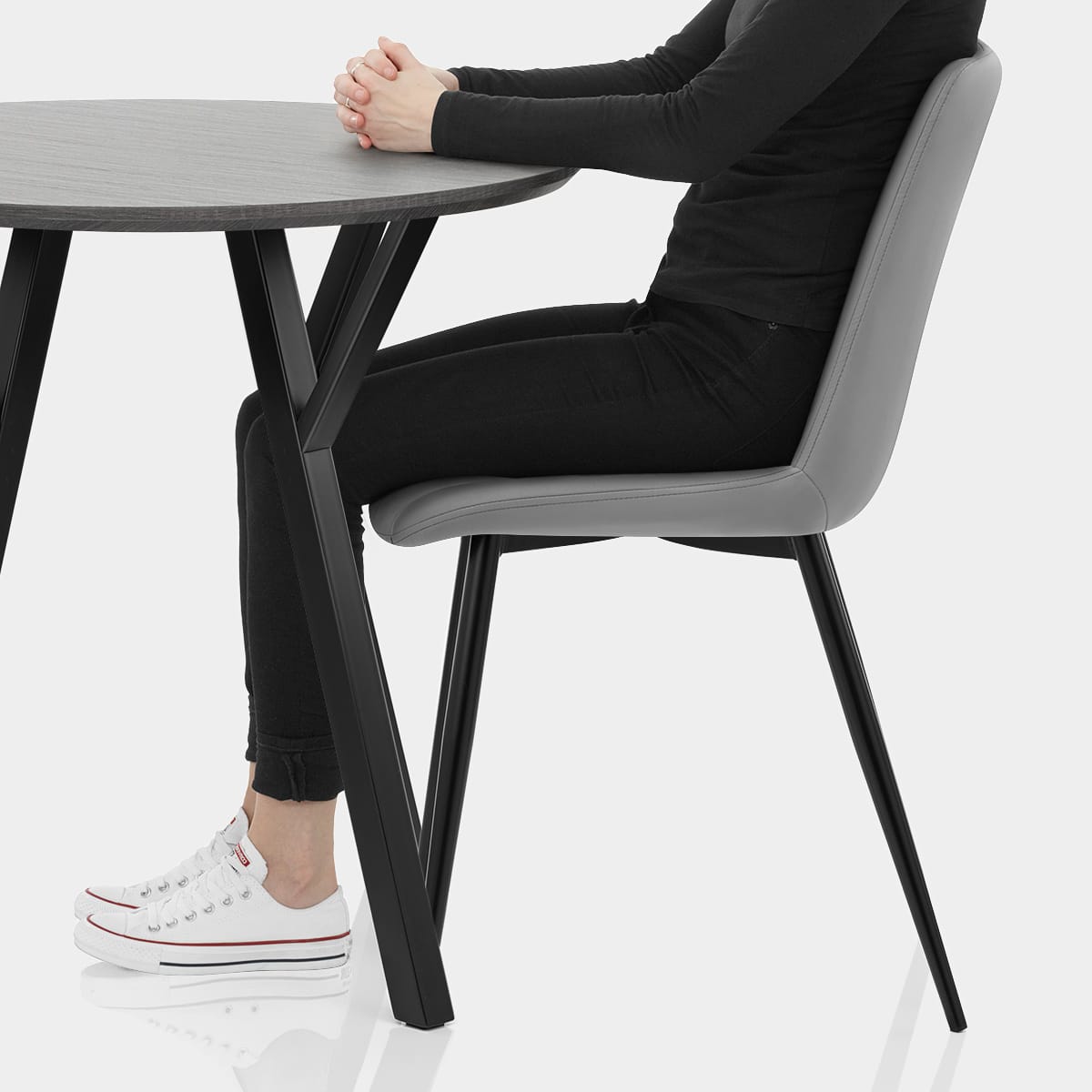 Wessex Dining Set Grey Wood & Mid Grey Seat Image