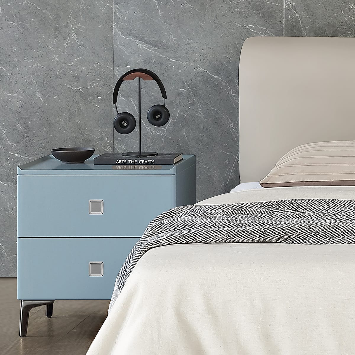 Windsor Bedside Table Blue Features Image